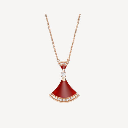 Clytia Love Divas'Dream Necklace,925 Silver,18k Gold Plated,Red Agate