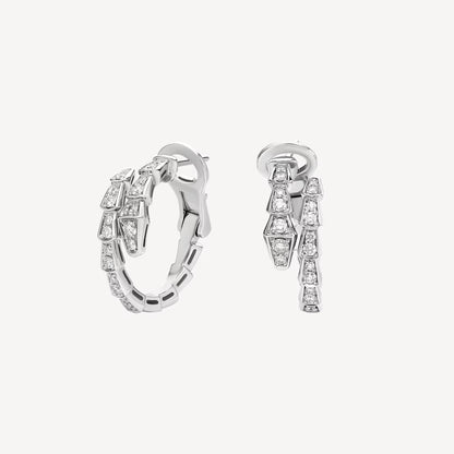 Clytia Love Serpenti Earring,925 Silver,18k White Gold Plated,Cubic Zircon Paved