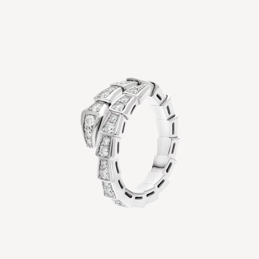 Clytia Love Serpenti Ring,18k White Gold Plated,Cubic Zircon Paved