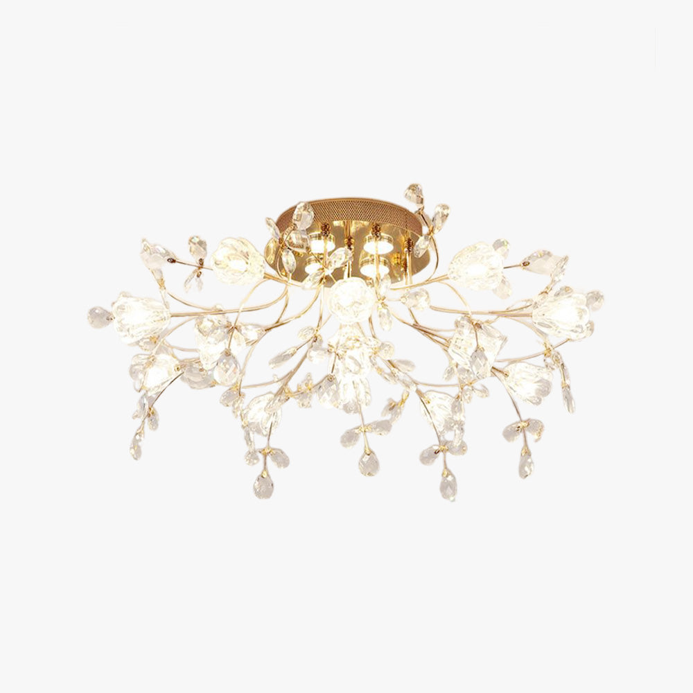 Lámparas de techo empotradas con flores elegantes de Art Deco, doradas