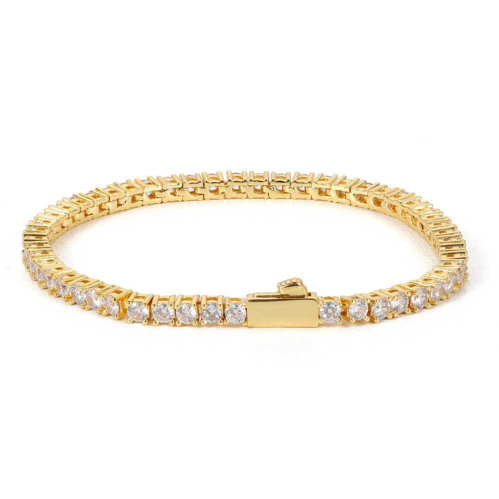 Round Cut Tennis Bracelet in Yellow Gold - 3mm