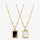 Square Reversible Pendant Necklace, 925 Silver, 18k Gold Plated，Black Onyx And White Mother-Of-Pearl