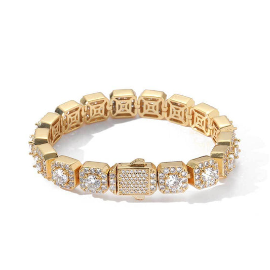 Clustered Tennis Bracelet in Yellow Gold -10mm