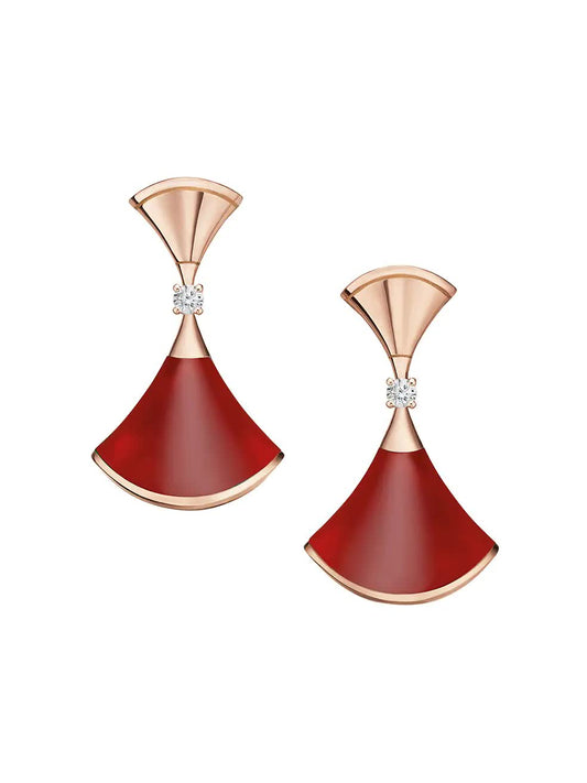 Clytia Love Divas'Dream Earring,925 Silver,18k Gold Plated,Red Agate