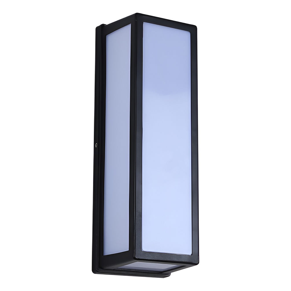 Aplique de pared contemporáneo negro rectangular con sensor de movimiento LED impermeable