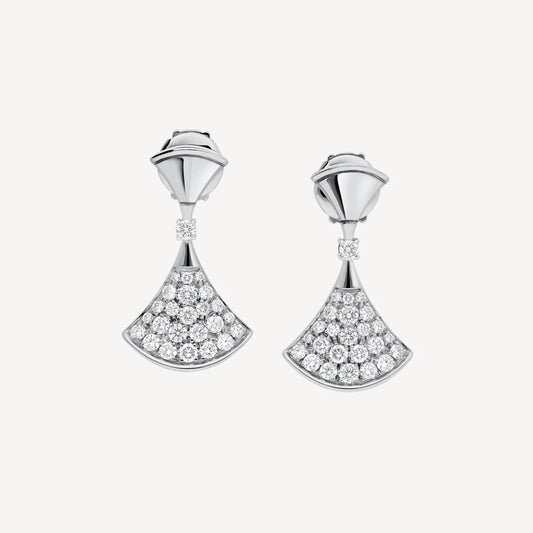 Clytia Love Divas'Dream Earring,925 Silver,18k White Gold Plated,Cubic Zircon Paved