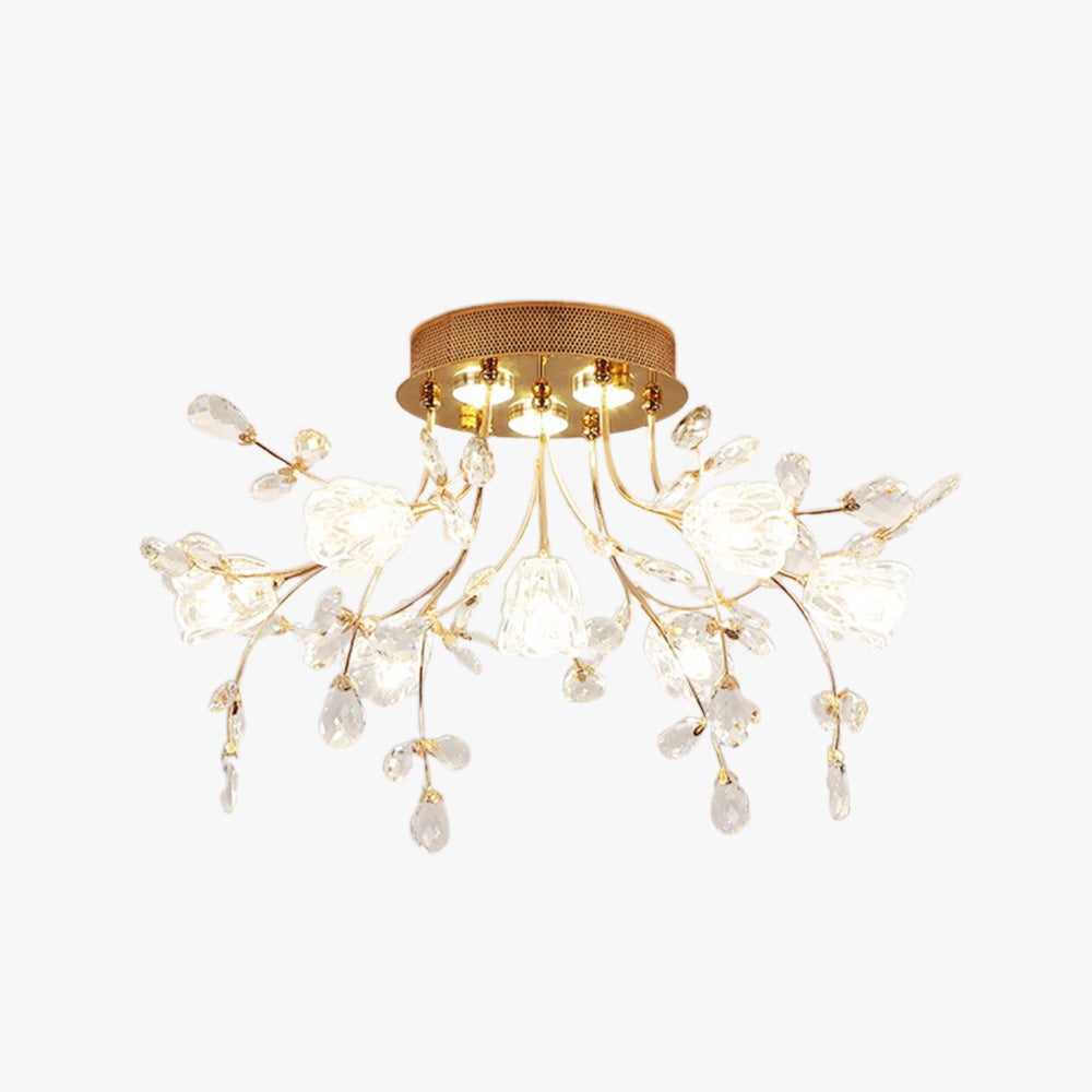 Lámparas de techo empotradas con flores elegantes de Art Deco, doradas