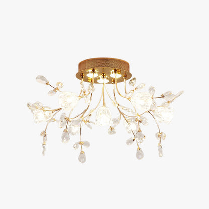 Lámparas de techo empotradas con flores elegantes de Art Deco, doradas