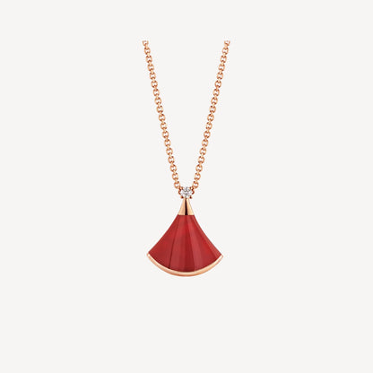 Clytia Love Divas'Dream Necklace,925 Silver,18k Rose Gold Plated,Red Agate