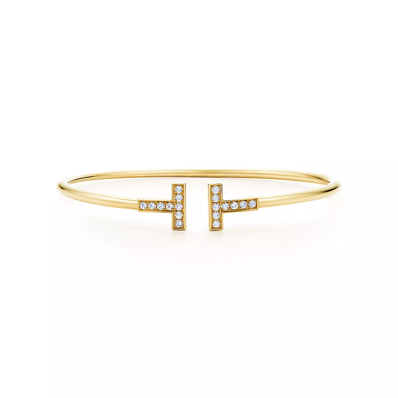 T Bangle,18k Yellow Gold Plated,Inlaid cubic zircon