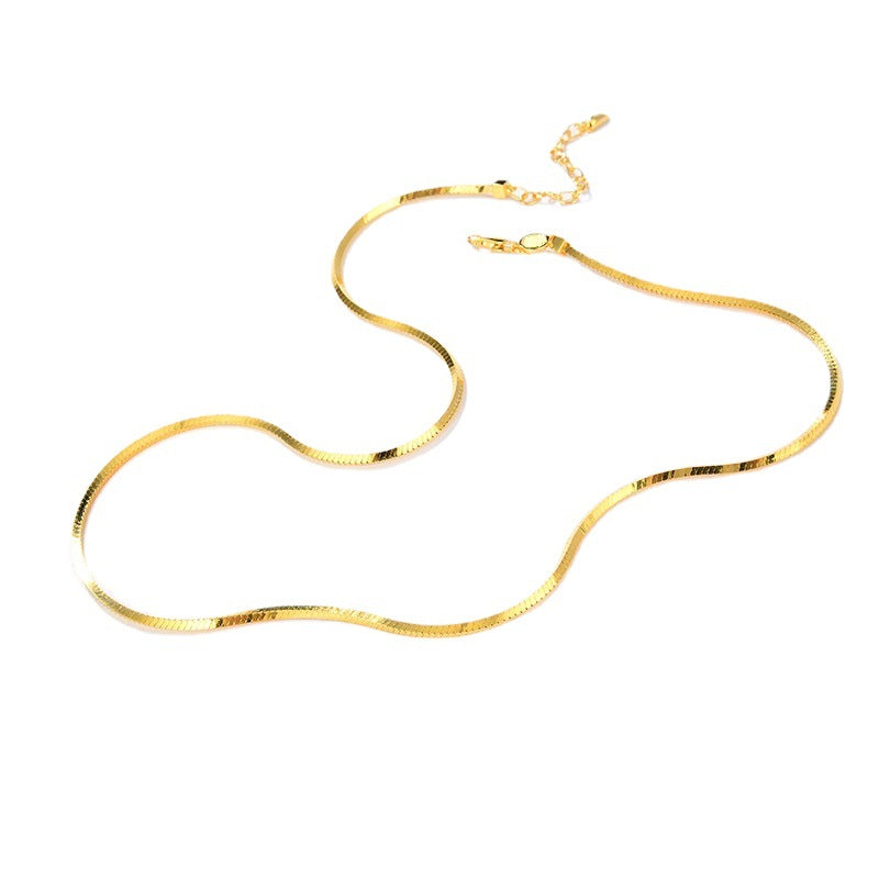 Clytia Love Square Snake Chain Necklace，925 Silver, 18k Gold Plated