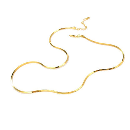 Clytia Love Square Snake Chain Necklace，925 Silver, 18k Gold Plated