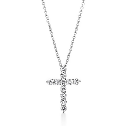 Cross Pendant Necklace, 925 Silver, 18K white gold plated