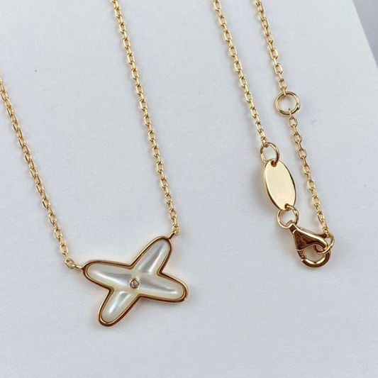 Cross Link Pendant Necklace, 925 Silver, 18k Gold Plated