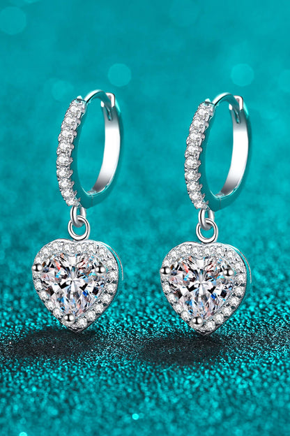 Hearts Aglow 2 Carat Moissanite Heart-Shaped Drop Earrings