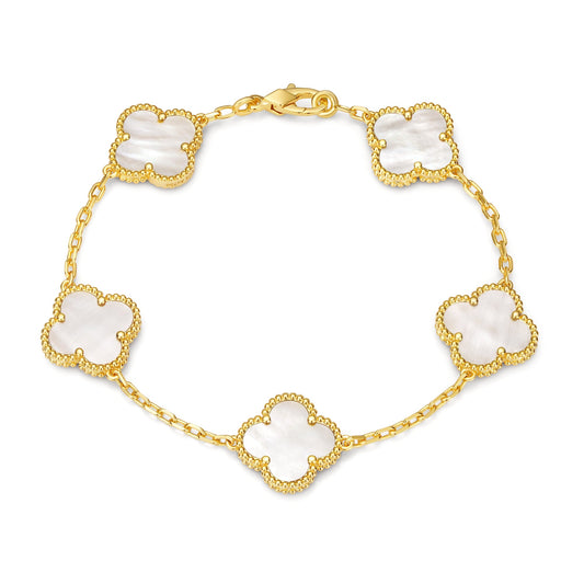 Clover Leaf Bracelet,925 Silver,18k Gold Plated