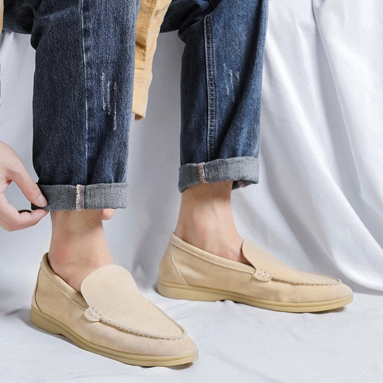 GEONWOO Old Money Suede Loafers – Men’s Premium Slip-On Suede Dress Shoes with Removable Insole