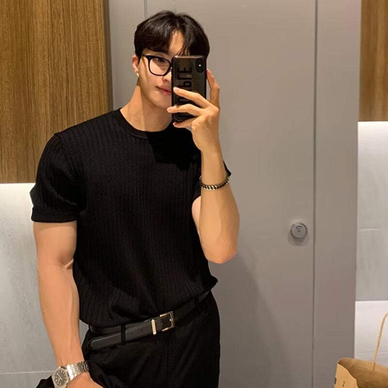 Camiseta para hombre SUNCHEON con pliegues y elasticidad – Ligera, ajuste entallado, fácil cuidado