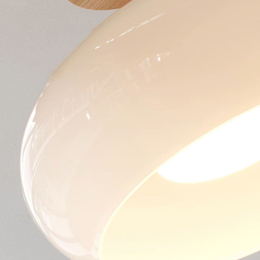 Inbouw plafondlamp kap minimalistisch hout/glas wit/oranje