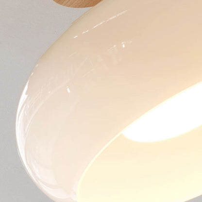 Inbouw plafondlamp kap minimalistisch hout/glas wit/oranje