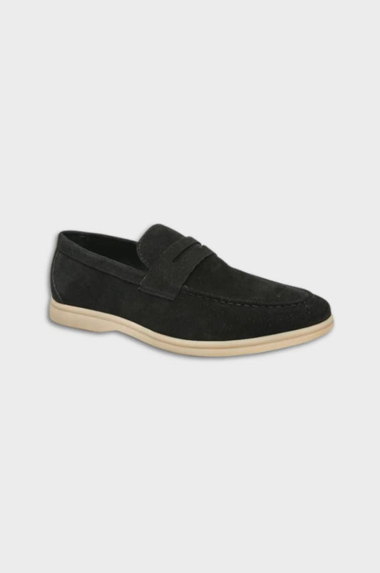 ATHÈNES Suede Leather Loafers – Men’s Vintage-Inspired Slip-On Suede Dress Shoes