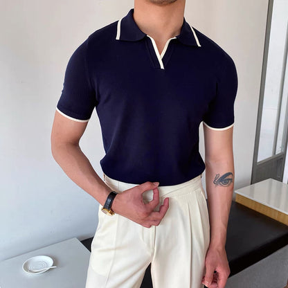 OSAN Polo – Men’s 100% Cotton Tailored V-Neck Polo Shirt with Stitch Detailing
