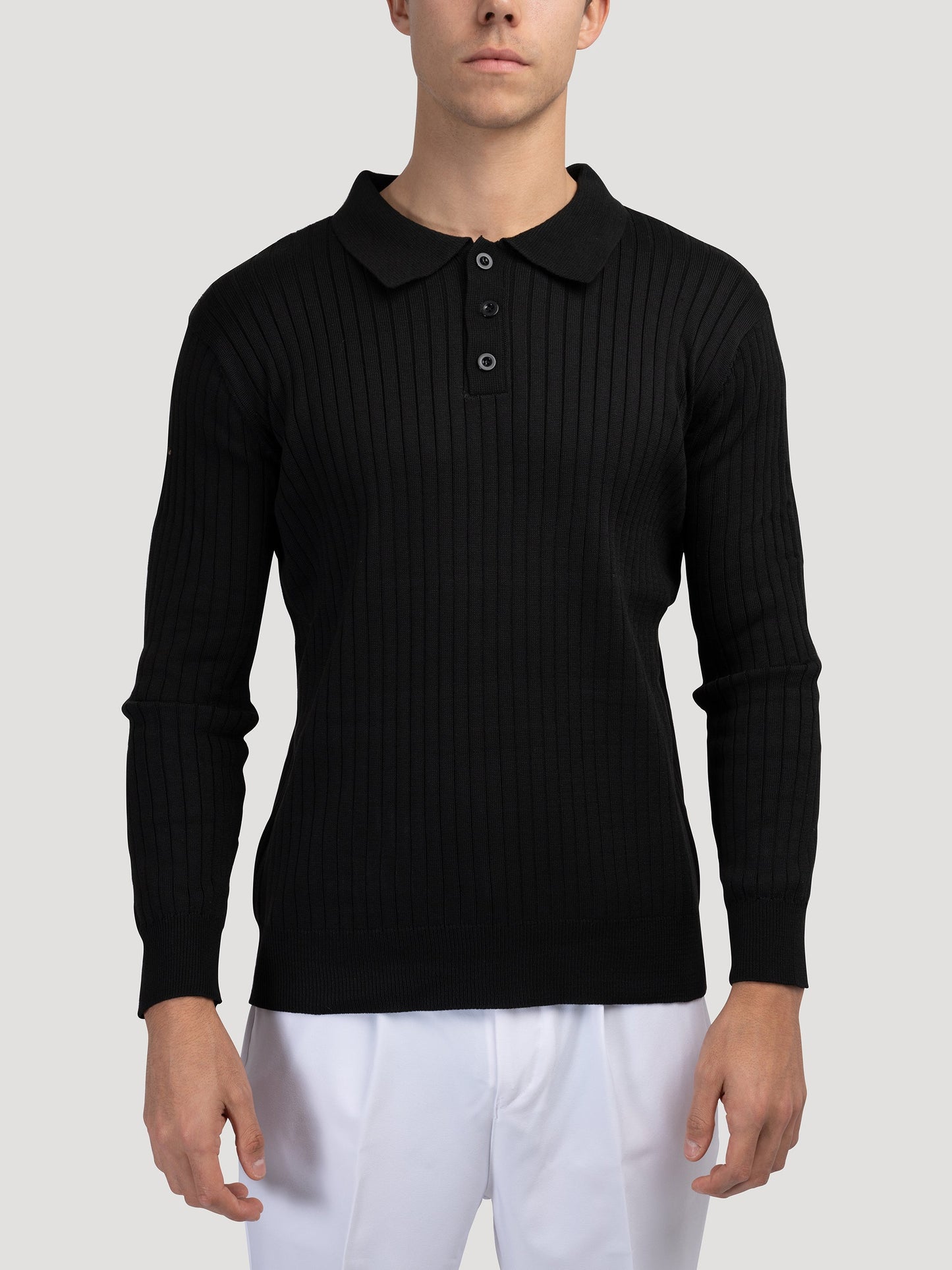 SEOJIN Old Money Polo – Men’s 100% Cotton Buttoned Collar Long Sleeve Polo Shirt