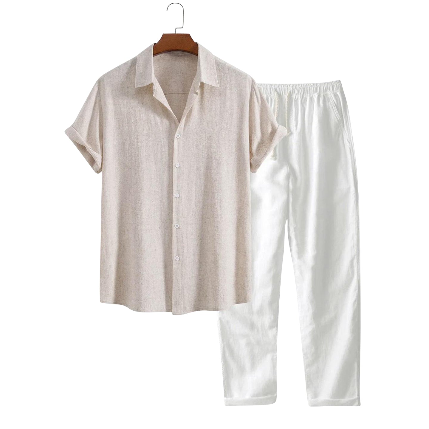 Marbella Oro Men’s Summer Outfit Set – Lightweight Shirt & Cotton-Linen Trousers