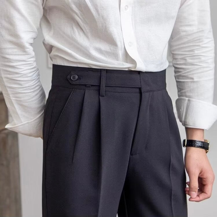PARIS Old Money Trousers – Men’s Classic Tailored Pants with Adjustable Buckle