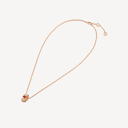 Clytia Love Serpenti Necklace,925 Silver,18k Rose Gold Plated,Red Agate