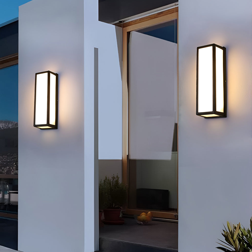 Aplique de pared contemporáneo negro rectangular con sensor de movimiento LED impermeable