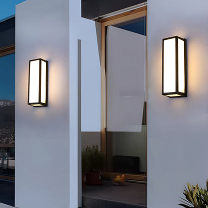Aplique de pared contemporáneo negro rectangular con sensor de movimiento LED impermeable