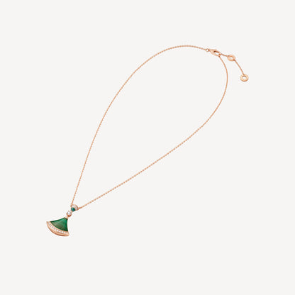 Clytia Love Divas'Dream Necklace,925 Silver,18k Gold Plated,Green Agate