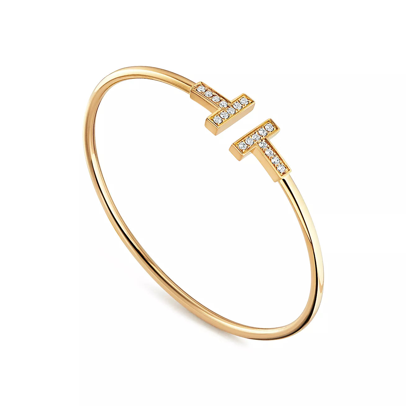 T Bangle,18k Yellow Gold Plated,Inlaid cubic zircon