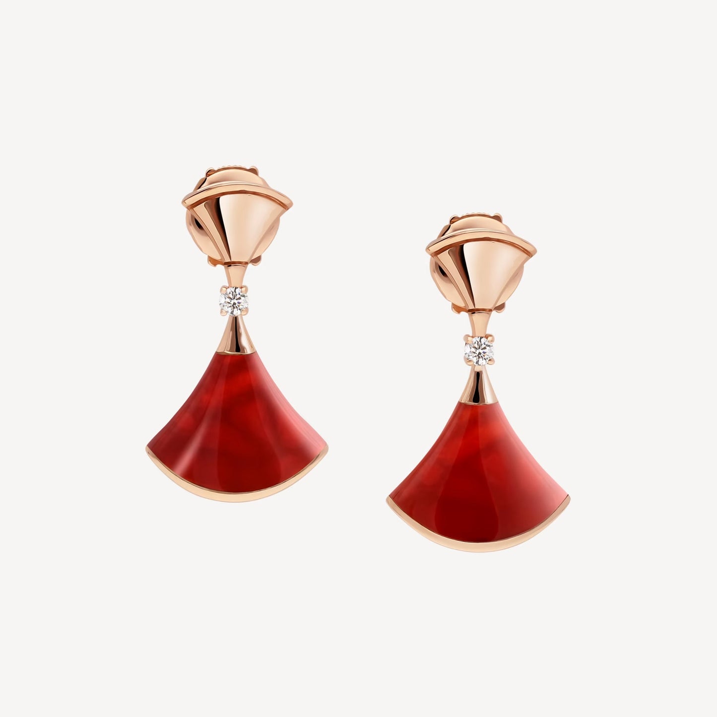 Clytia Love Divas'Dream Earring,925 Silver,18k Gold Plated,Red Agate