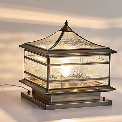 Luces de Poste de Cerca Exteriores Vintage de Cobre con Vidrio Impermeable Luz de Pilar