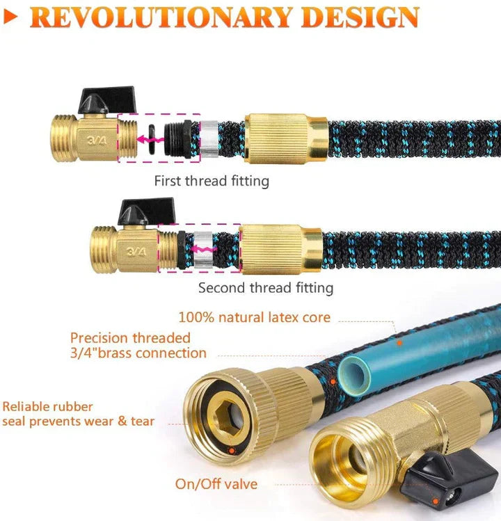 Expandable Garden Hose – Heavy Duty Flexible Water Hose with Nozzle
