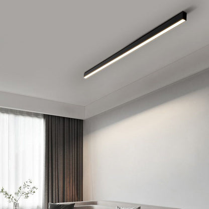 Lineaire moderne LED zwarte metalen plafondlamp met vlakke montage