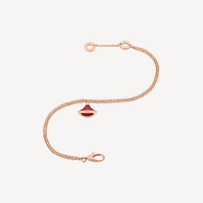 Divas'Dream Bracelet,925 Silver,18k Rose Gold Plated,Red Agate