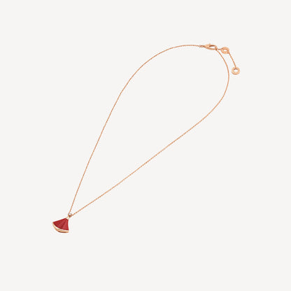 Clytia Love Divas'Dream Necklace,925 Silver,18k Rose Gold Plated,Red Agate