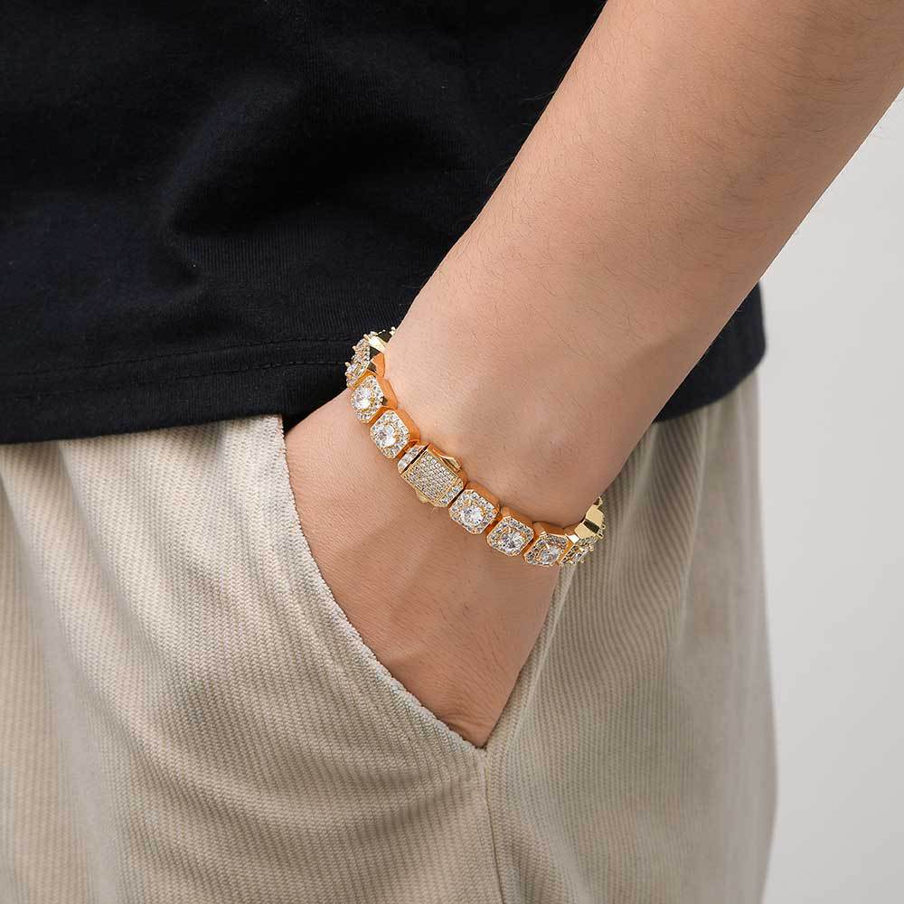 Clustered Tennis Bracelet in Yellow Gold -10mm