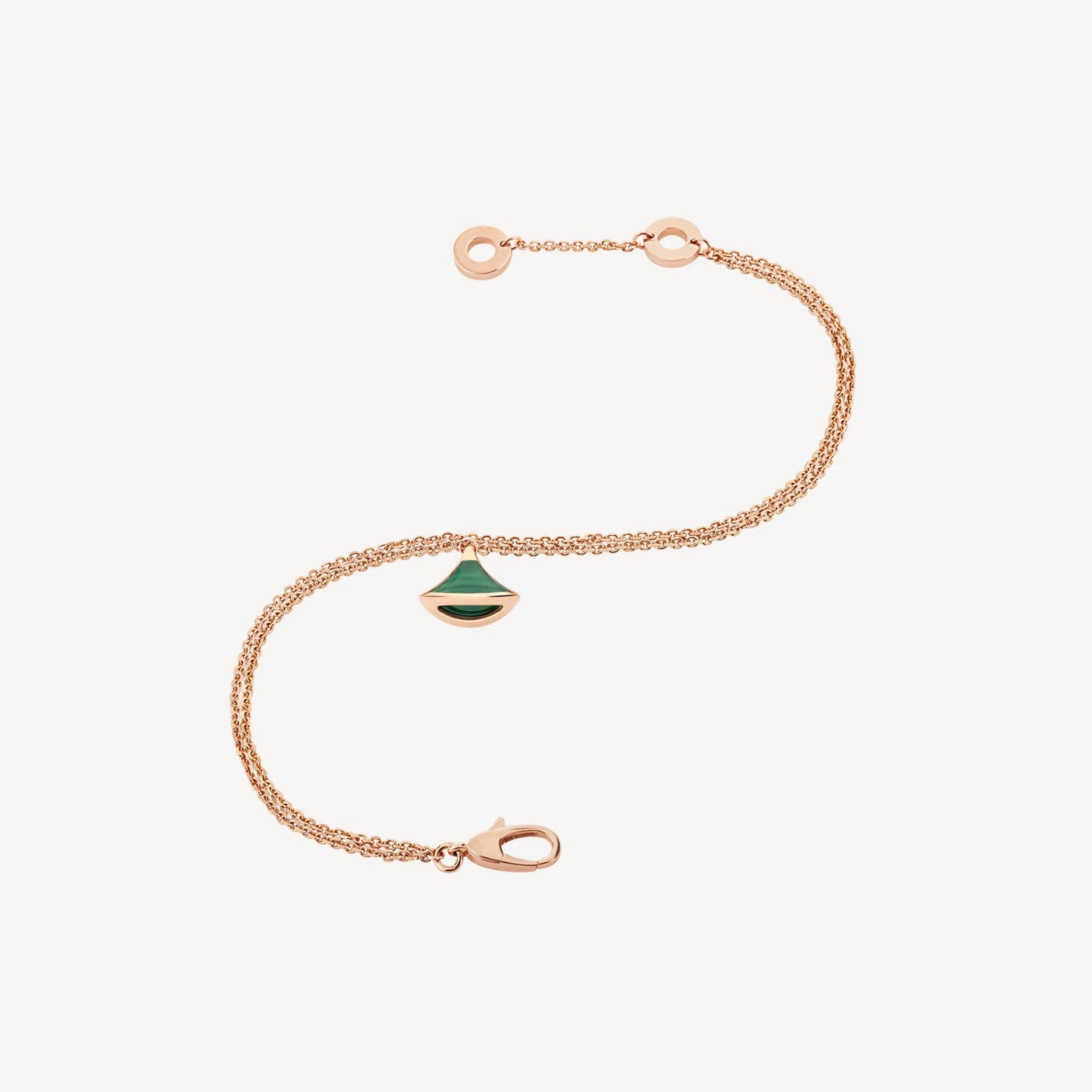 Divas'Dream Bracelet,925 Silver,18k Rose Gold Plated,Green Agate