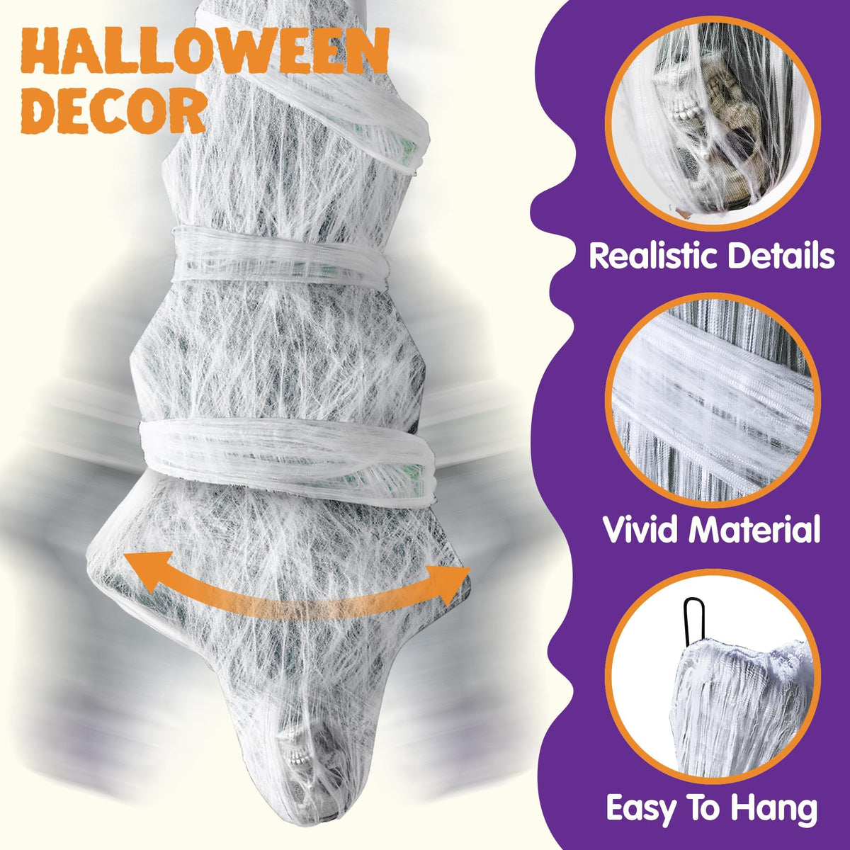72" Halloween Hanging Cocoon Corpse for Outside Decorations – Ventayo