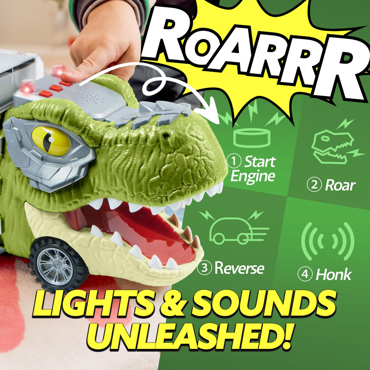 13 in 1 Dinosaur Transport Carrier Truck with Mini Car Set – Ventayo