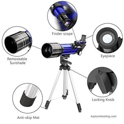 Télescope spatial Pro pour débutants équipé d'un grossissement 150X et d'une lentille Barlow 3X bleue