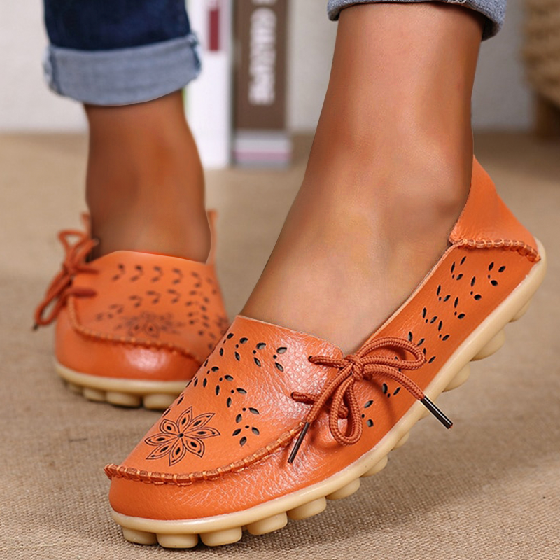 Gratia Leather Feather Loafers Flats