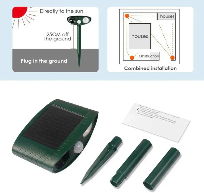 Ultrasonic Solar Deer Repeller – Motion Sensor Animal Deterrent for Garden & Yard