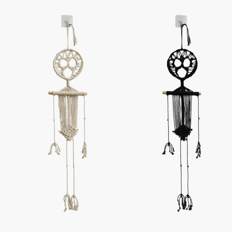 Macrame Wall Hanging Skeleton 2 Piece Set, Black and White Wall Hanging for Halloween Door Decor, Boho Wall Decor – Ventayo