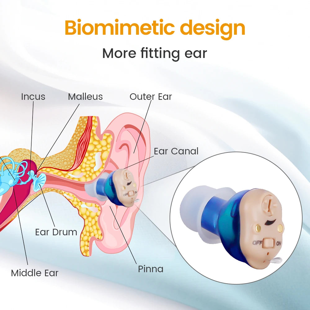 Rechargeable & Invisible Hearing Aids Pair