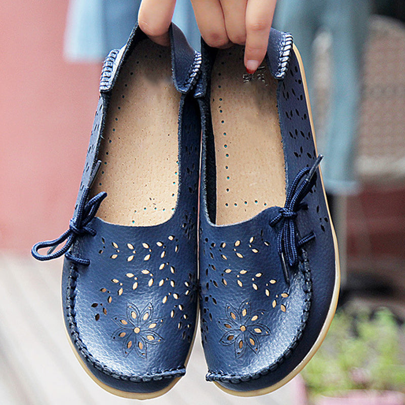 Gratia Leather Feather Loafers Flats